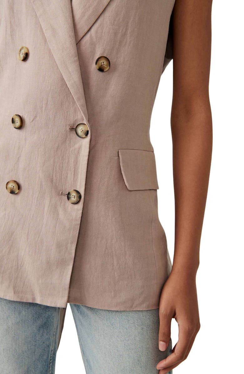 Free People Olivia Double Breasted Linen Blend Vest, Alternate, color,