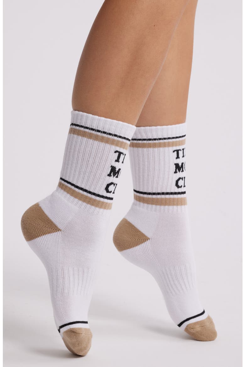 Tired Moms Club Crew Socks, Main, color, WHITE