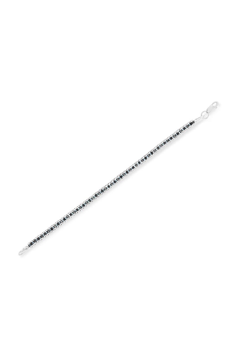 Black Rhodium over Silver 1.0 Cttw Rose Cut Diamond Double-Link Tennis Bracelet, Alternate, color, White