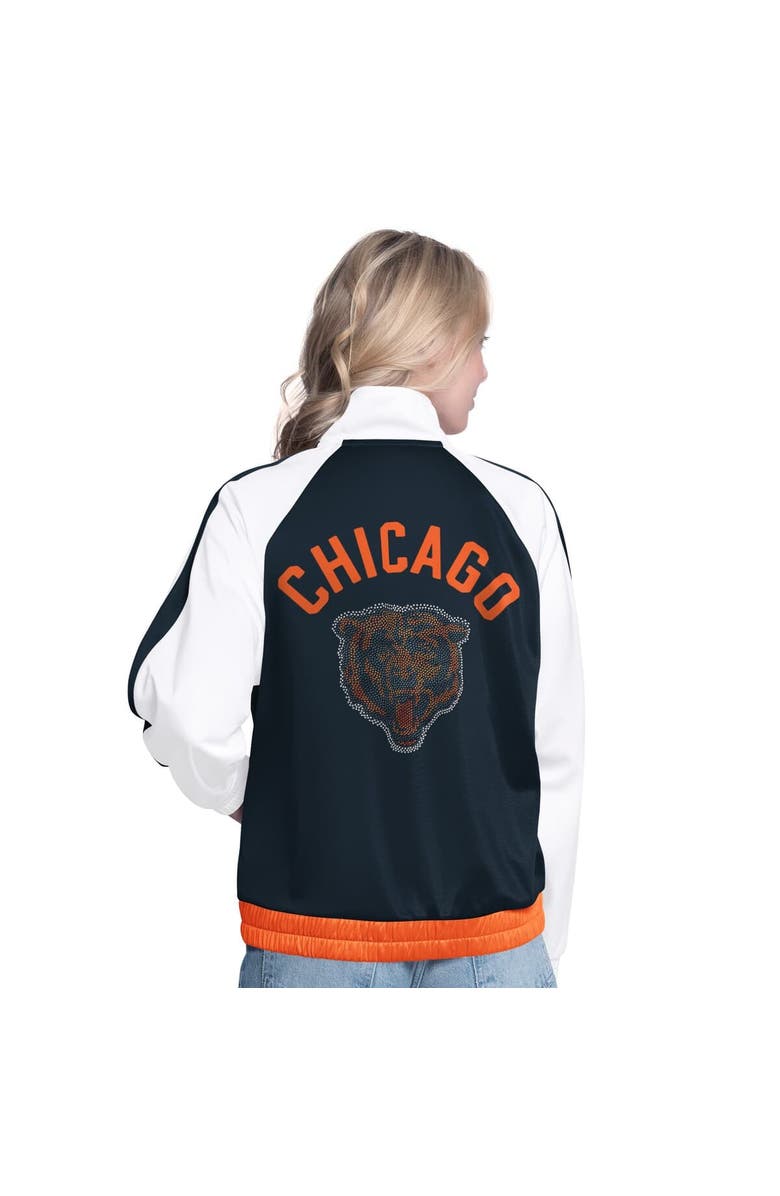 G-III 4HER BY CARL BANKS Women's G-III 4Her by Carl Banks White/Navy Chicago Bears Rally Rhinestone Full-Zip Track Jacket, Alternate, color, White