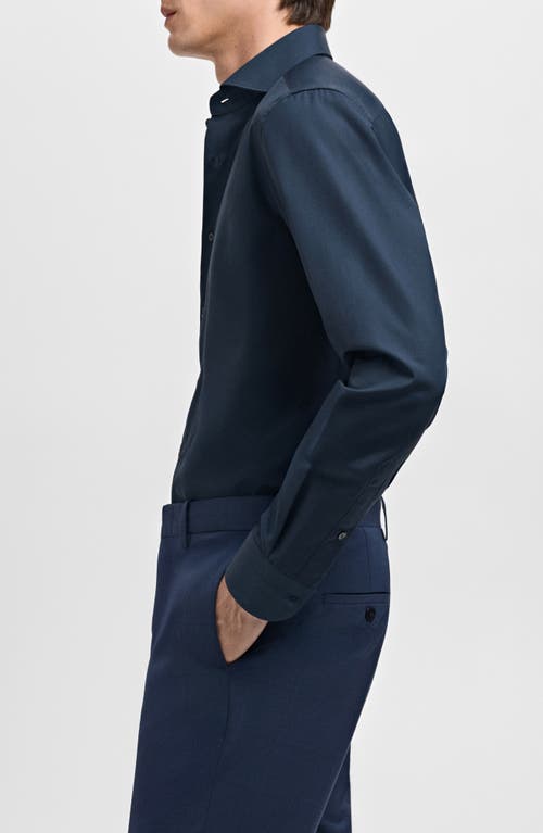 Mango Slim Fit Cotton Poplin Button-up Shirt In Blue