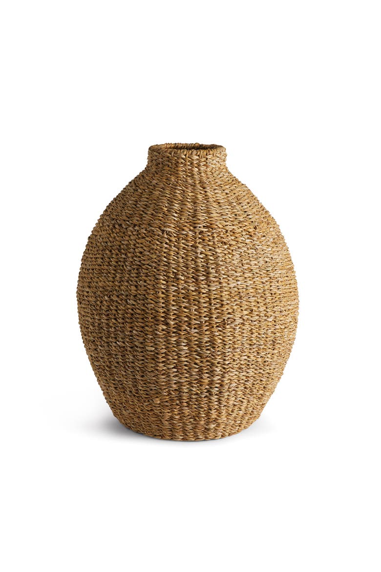 Seagrass Teardrop Vase, Main, color, Brown