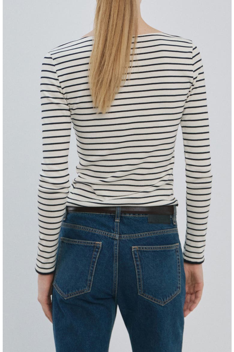 Boat Neck Cotton T-Shirt, Alternate, color, OFF WHITE