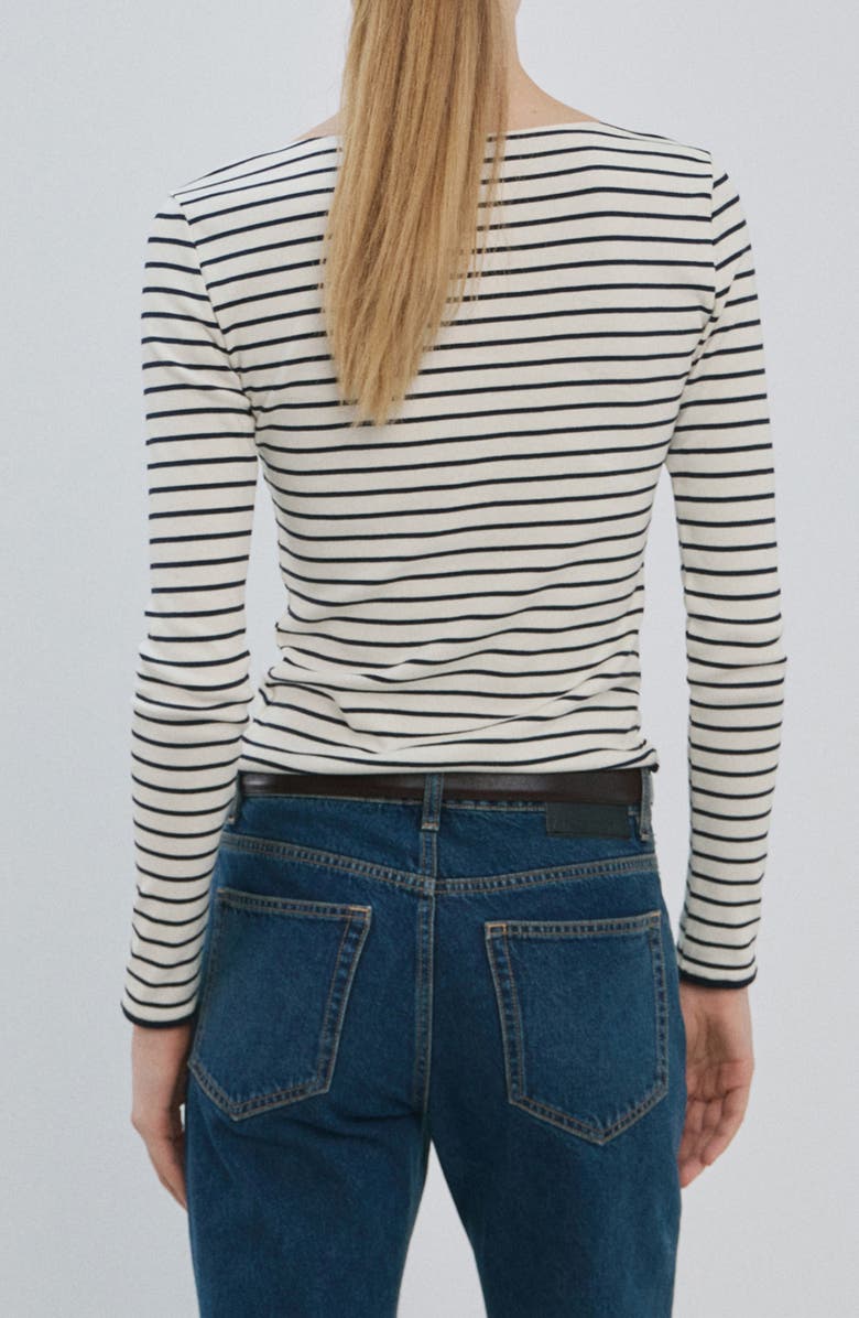 MANGO Boat Neck Cotton T-Shirt, Alternate, color, Off White