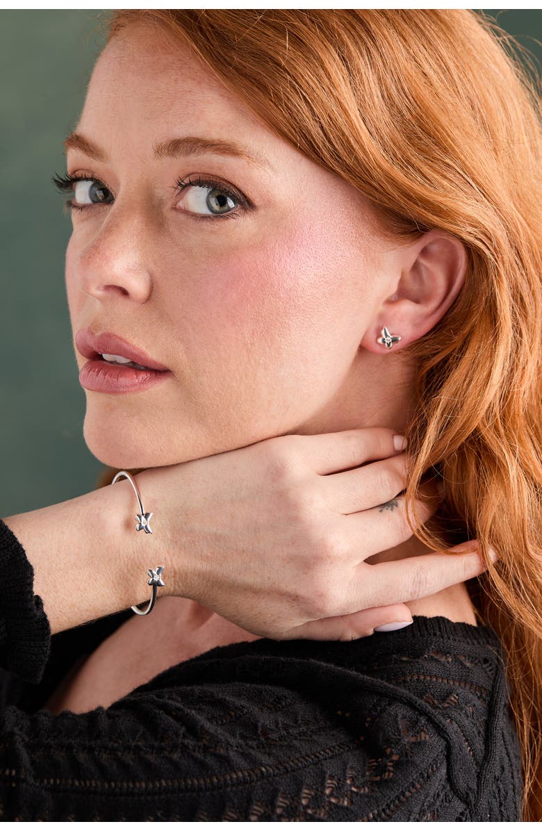 Alex and Ani Butterfly Crystal Flex Cuff, Alternate, color, Silver