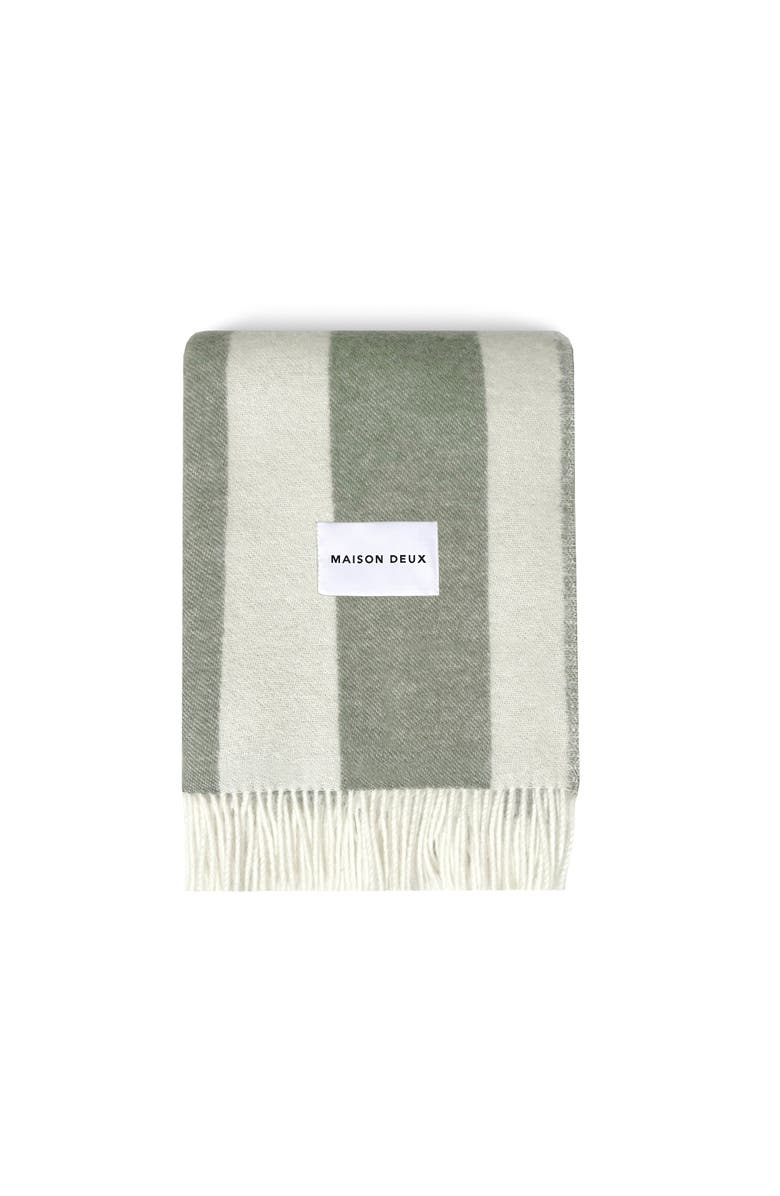 Maison Deux Rough Stripe Blanket, Main, color, Medium Green