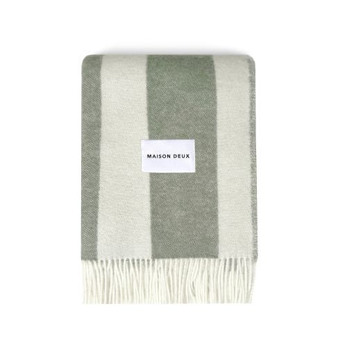 Maison Deux Rough Stripe Blanket In Green
