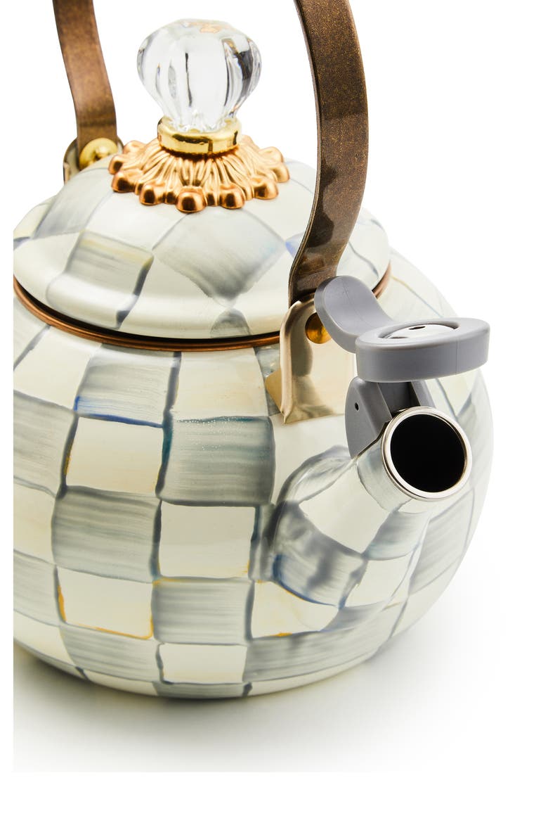 Sterling Check® Enameled Steel 2-Quart Whistling Tea Kettle, Alternate, color, GREY/WHITE