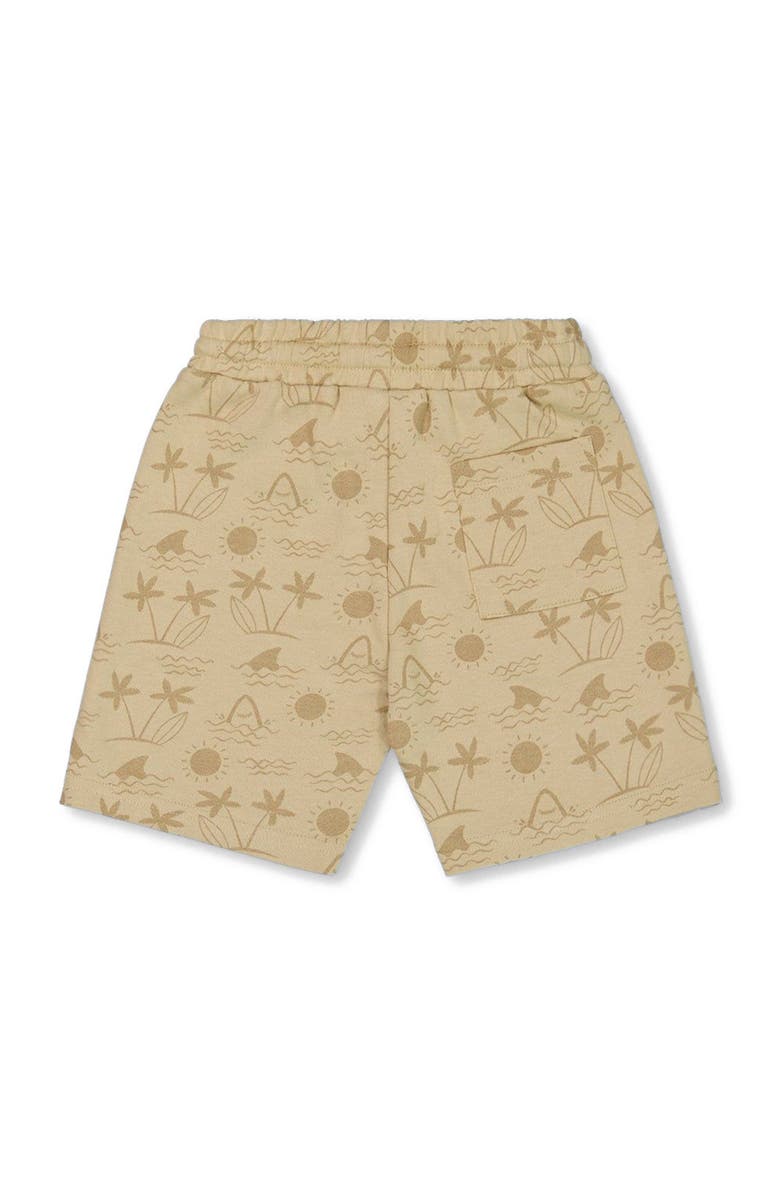 Deux par Deux Baby Boy's Printed French Terry Short Beige With Palm Trees, Alternate, color,