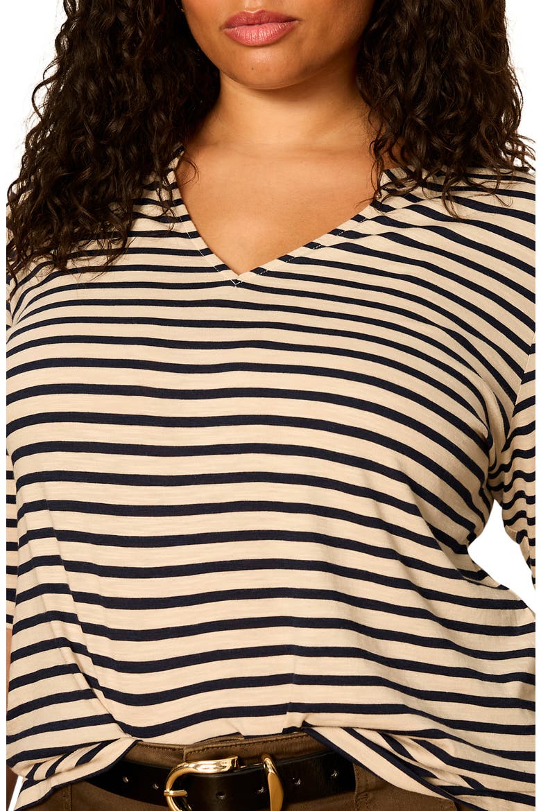 Dolce Stripe Notch Top, Alternate, color, NAVY/ DARK OPAL