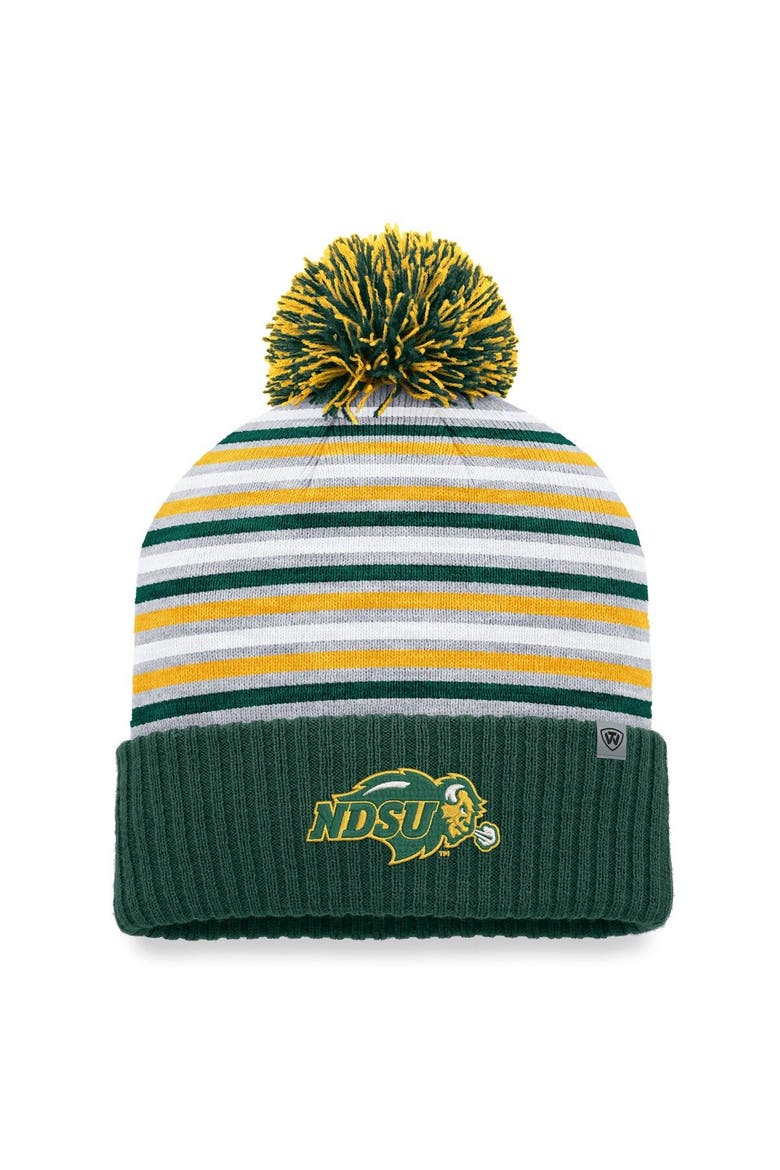 Men's Top of the World Green NDSU Bison Dash Cuffed Knit Hat with Pom, Main, color, Green