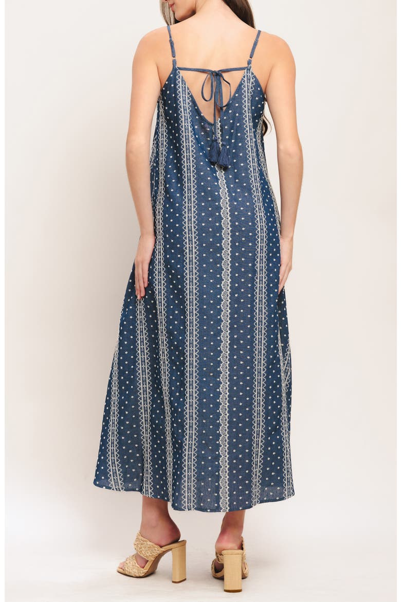 Embroidered Sleeveless Maxi Dress, Alternate, color, MEDIUM INDIGO