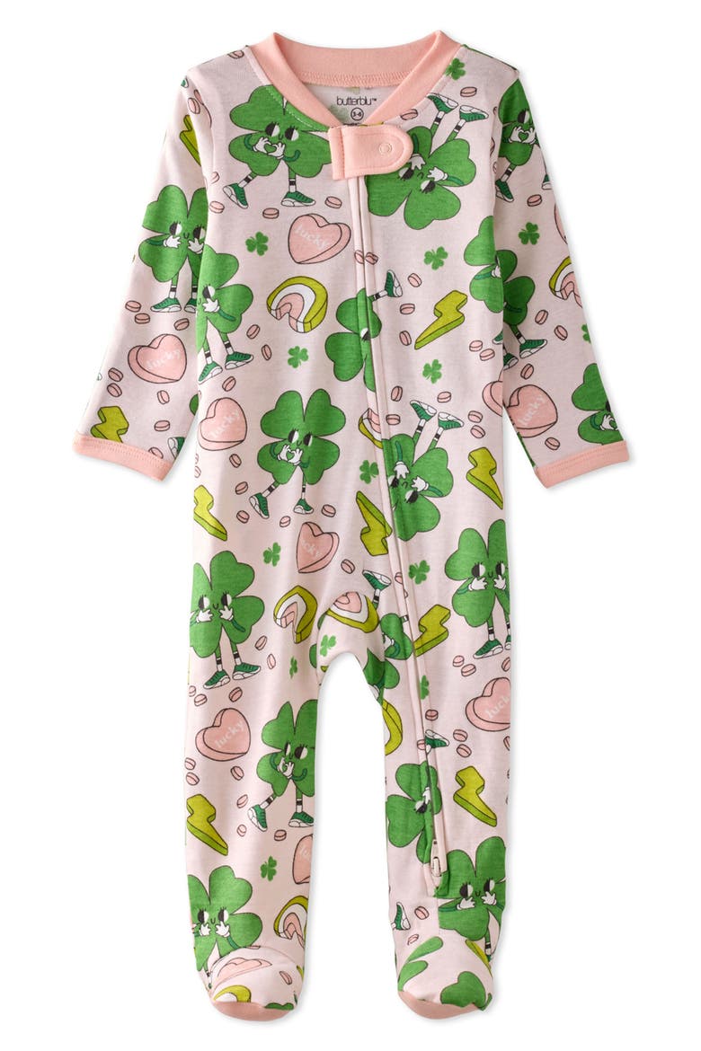 Scout Organic Cotton Footie, Main, color, HAPPY GO LUCKY
