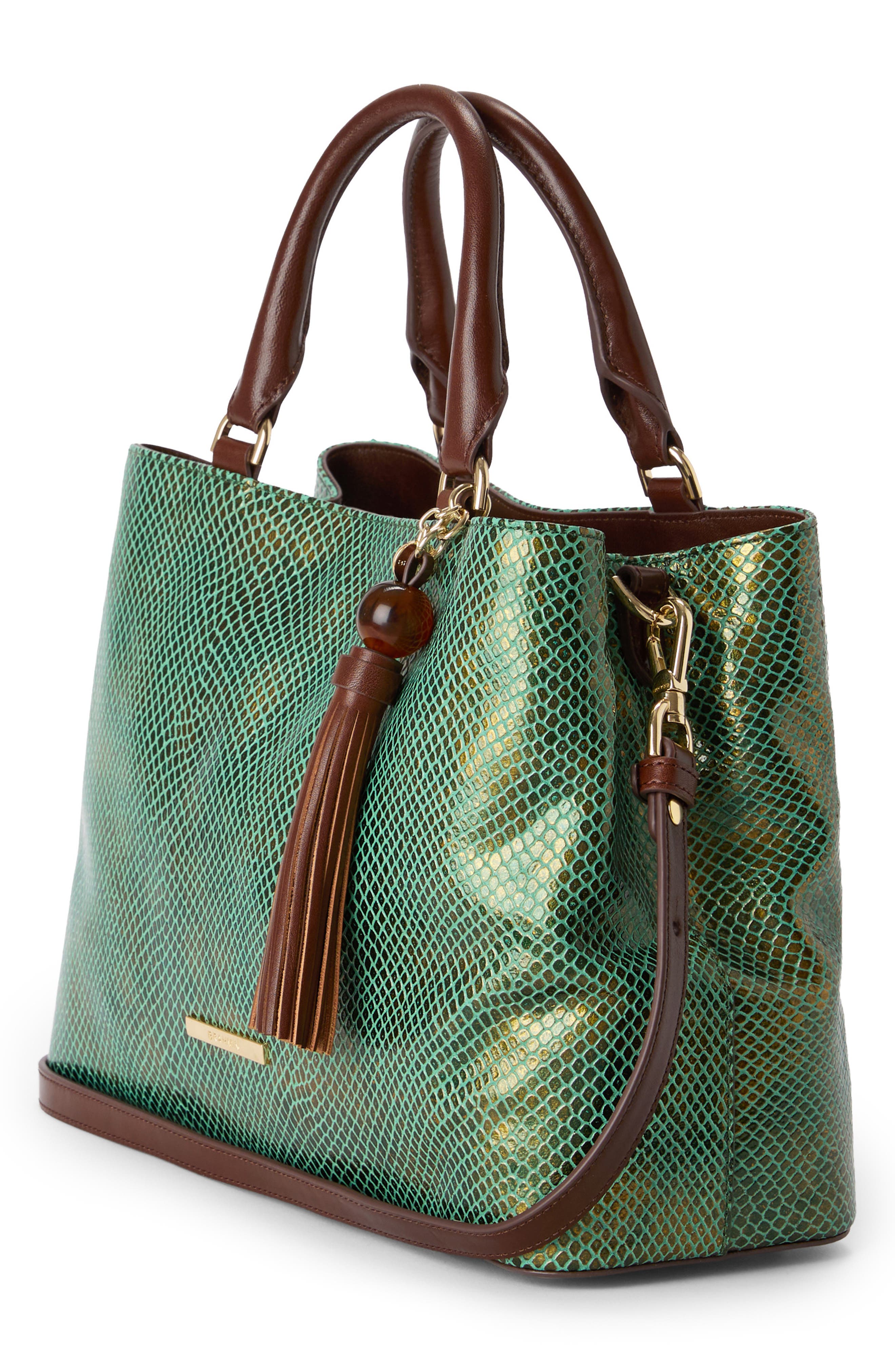 Small Denise Leather Tote, Alternate, color, DARK GREEN