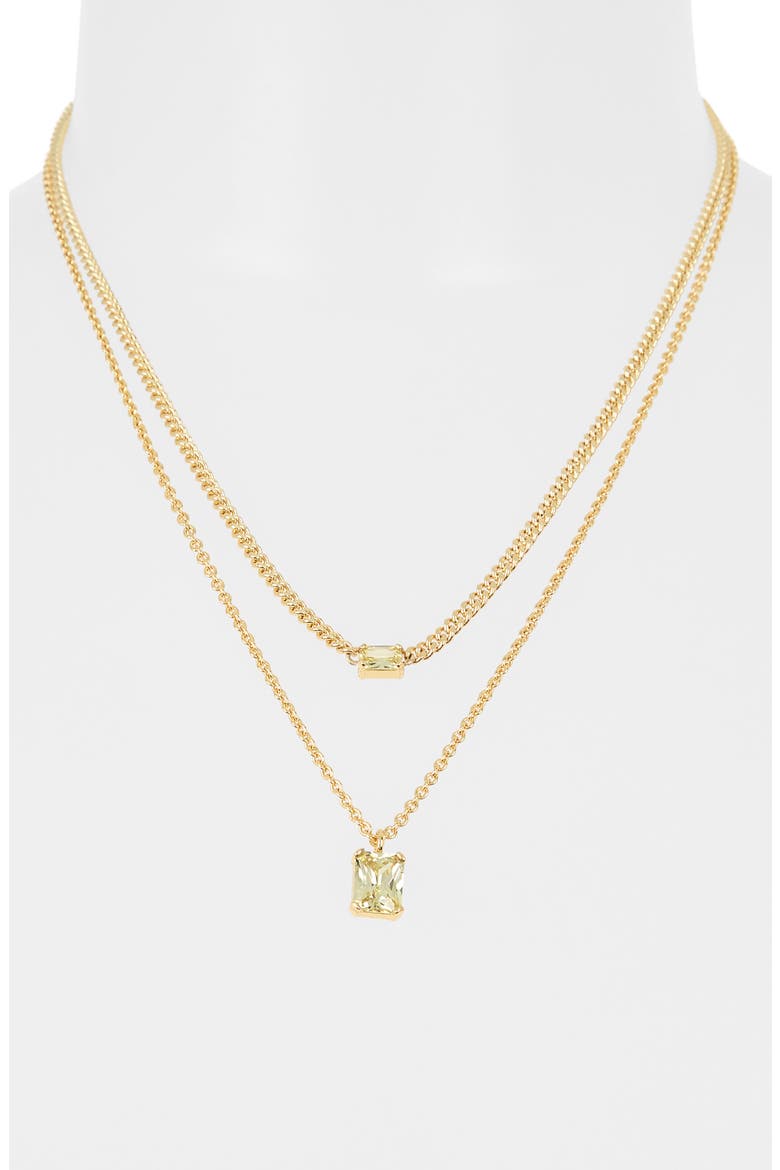 Crystal Layered Chain Necklace, Alternate, color, HONEYDEW