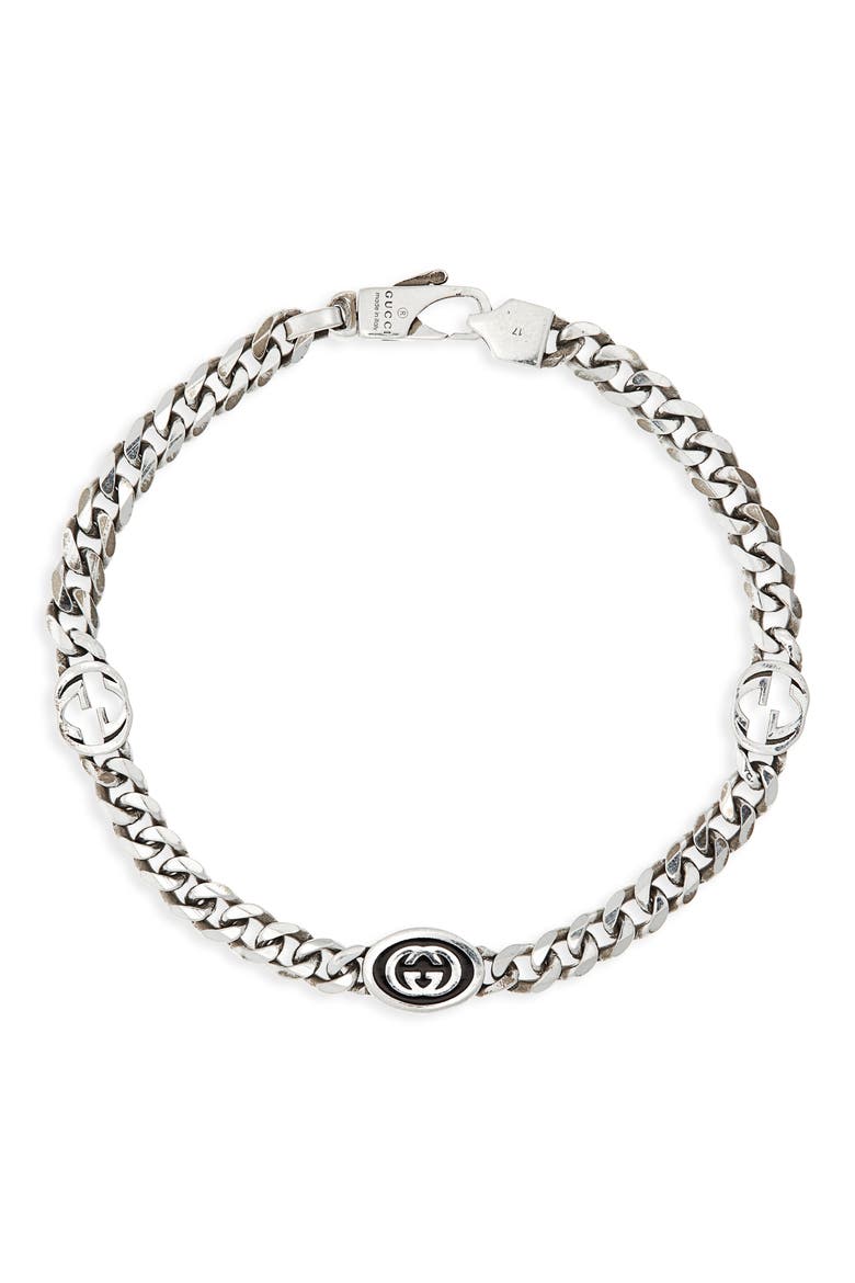 Interlocking Gourmette Sterling Silver Bracelet, Main, color, SILVER