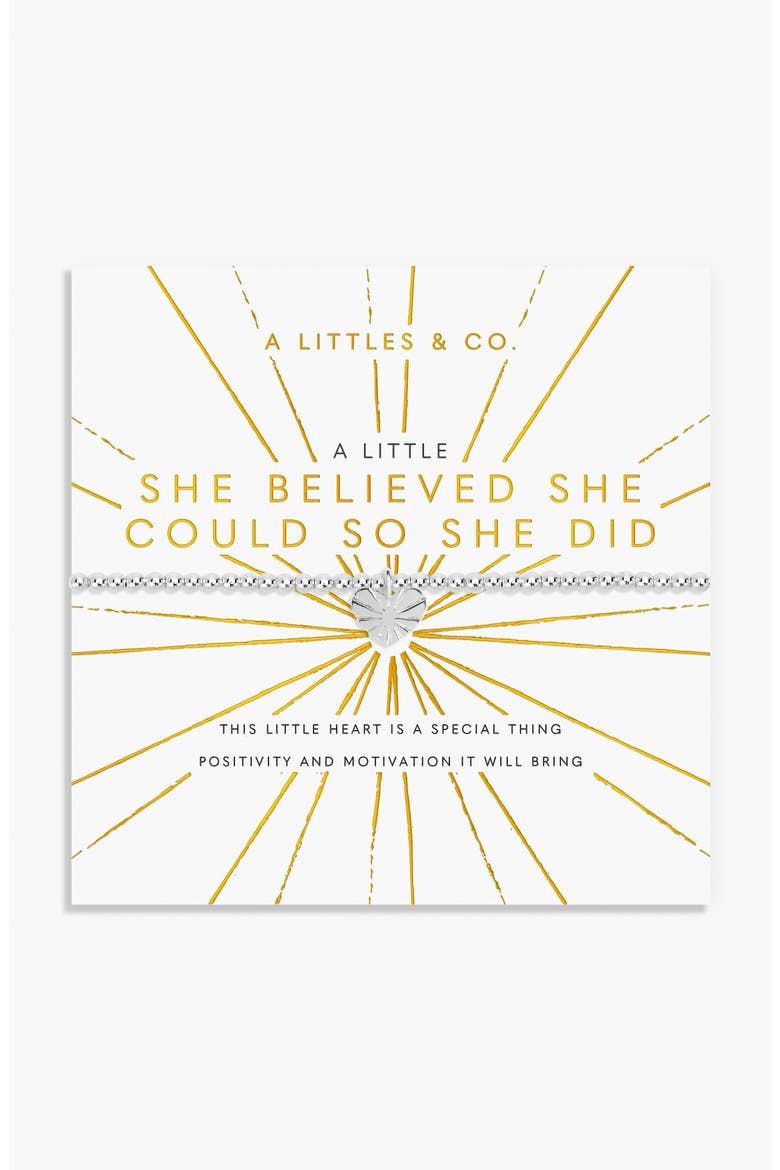A Little 'She Believed She Could So She Did' Bracelet, Main, color, Metallic Silver