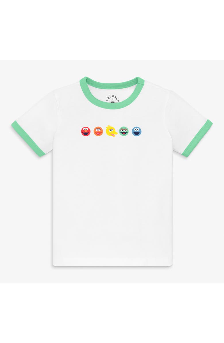 Primary Kids Sesame Street Friends Ringer Tee, Main, color, White Rainbow Sesame Street