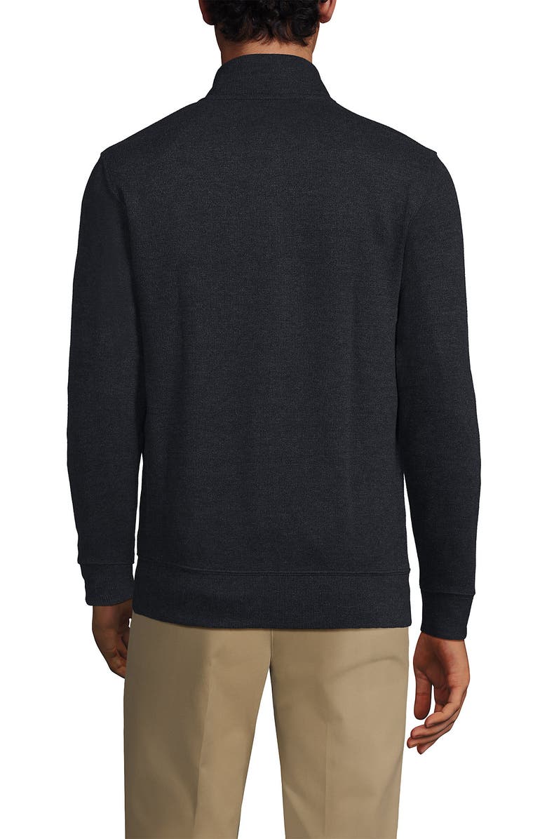 Lands' End Bedford Rib Quarter Zip Pullover Sweater, Alternate, color, Dark Charcoal Heather