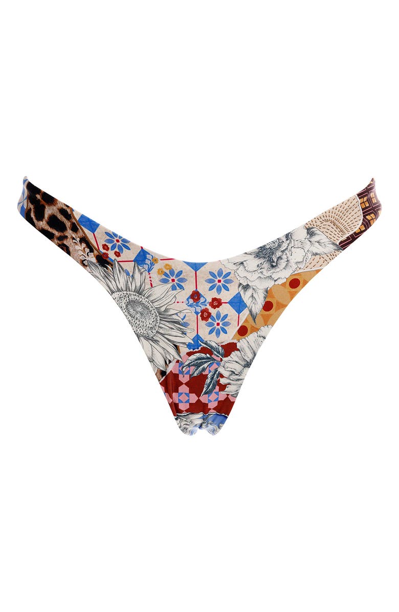 Agua Bendita Ilu Quilt Reversible Bikini Bottoms, Alternate, color, Blue