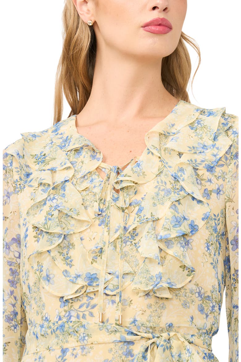 Floral Print Long Sleeve Minidress, Alternate, color, PASTEL YELLOW