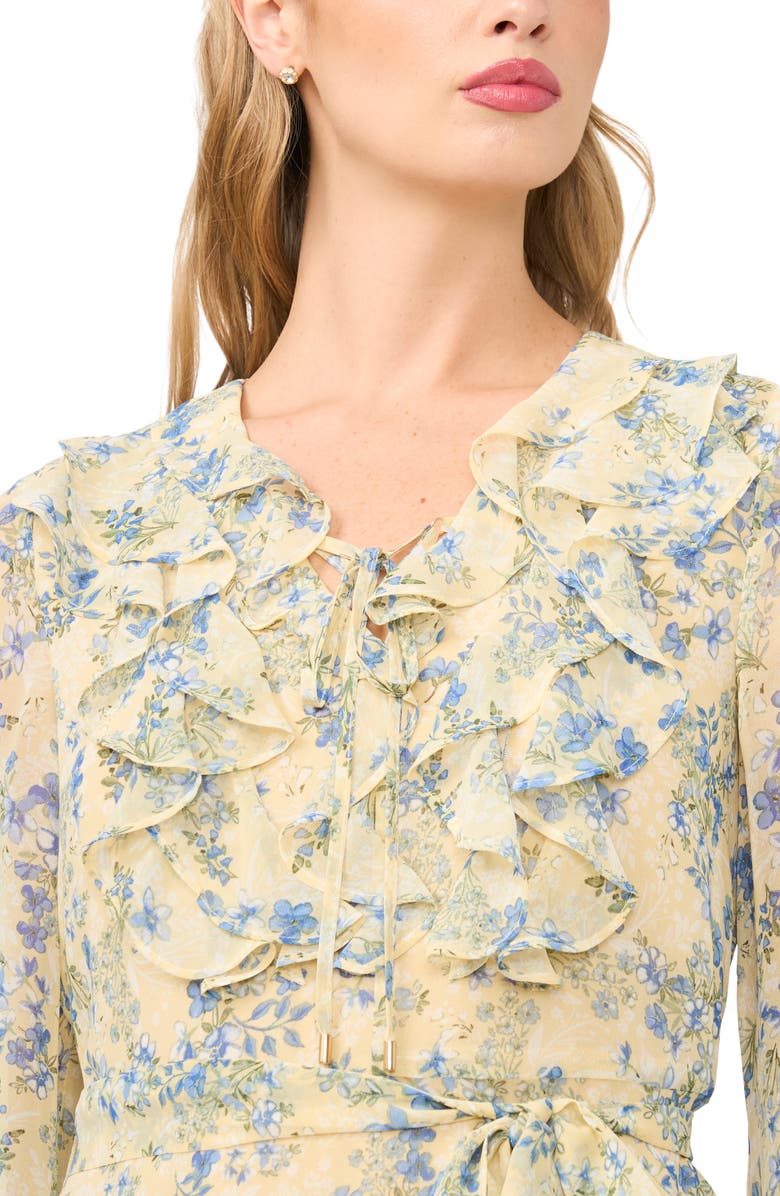 Halogen<sup>®</sup> Floral Print Long Sleeve Minidress, Alternate, color, Pastel Yellow