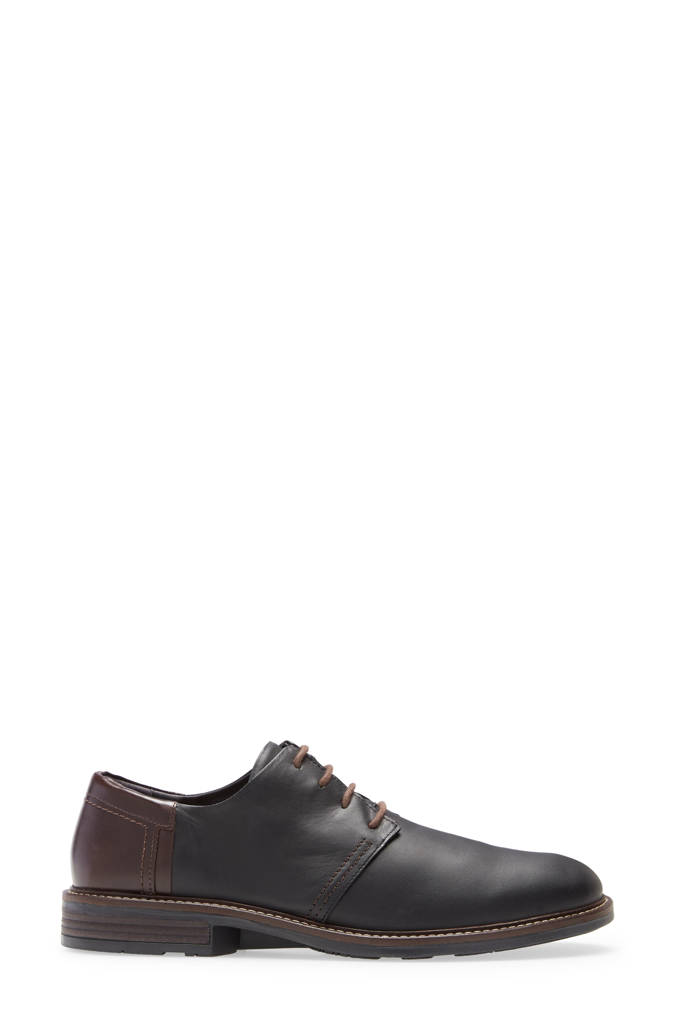 Plain Toe Derby, Alternate, color, BLACK RAVEN LTHR/ WALNUT LTHR