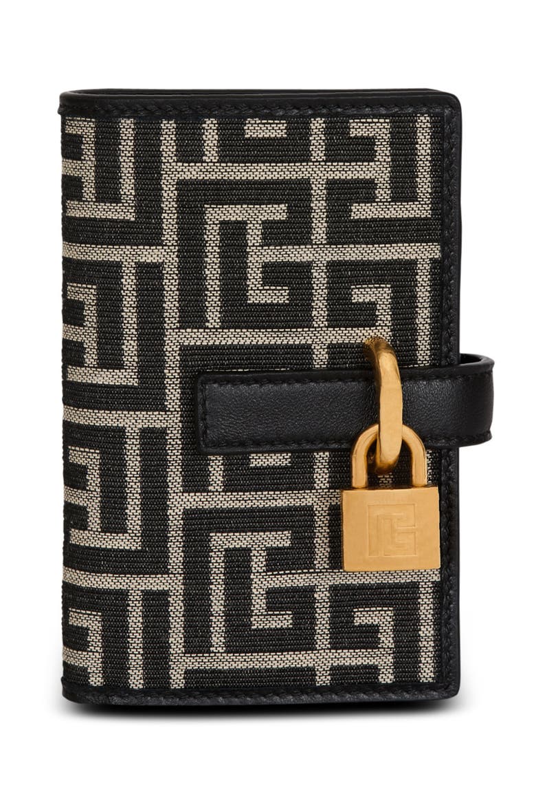 Pulse Holder monogram jacquard card holder, Main, color, black
