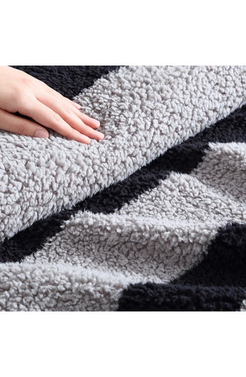 Shop Nautica Lawndale Faux Shearling Throw Blanket In Black/grey