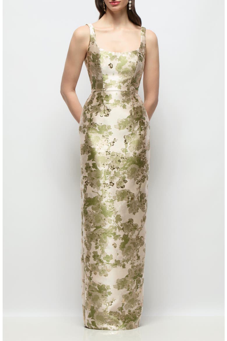 Julian Abstract Floral Jacquard Gown, Main, color, PERIDOT BLUSH
