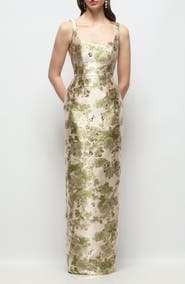 Alfred Sung Julian Abstract Floral Jacquard Gown