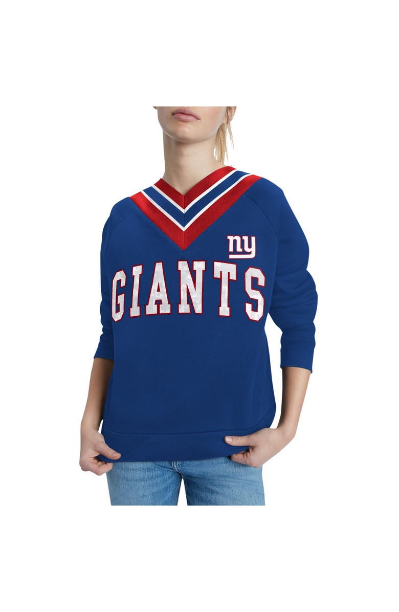 Tommy Hilfiger Women's Tommy Hilfiger Royal New York Giants Heidi Raglan V-Neck Sweater, Alternate, color, Royal