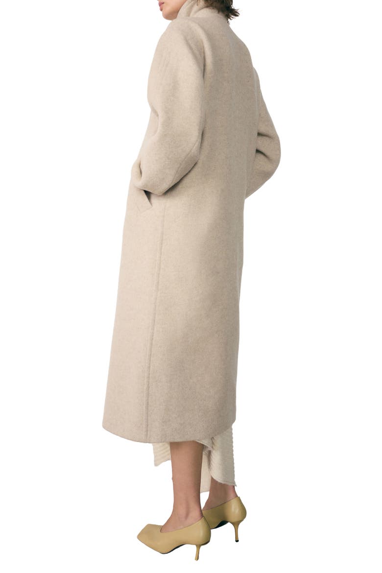 Asymmetric Double Breasted Wool Blend Coat, Alternate, color, ECRU
