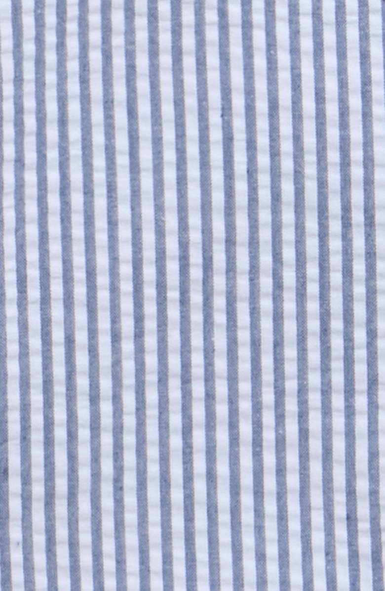 Little Me Lobster Detail Cotton Seersucker Shortalls & Hat Set, Alternate, color, Navy