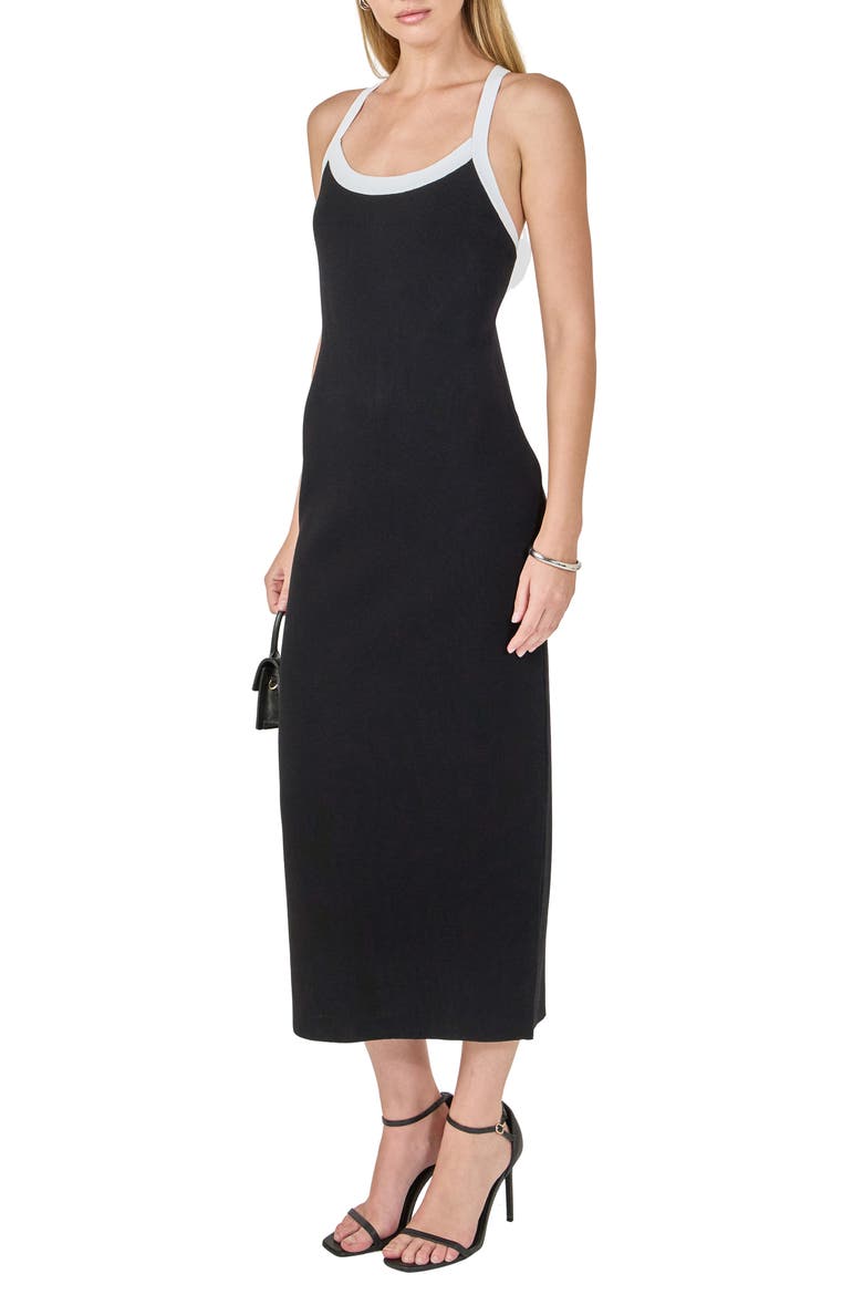 Crossback Knit Midi Dress, Alternate, color, BLACK