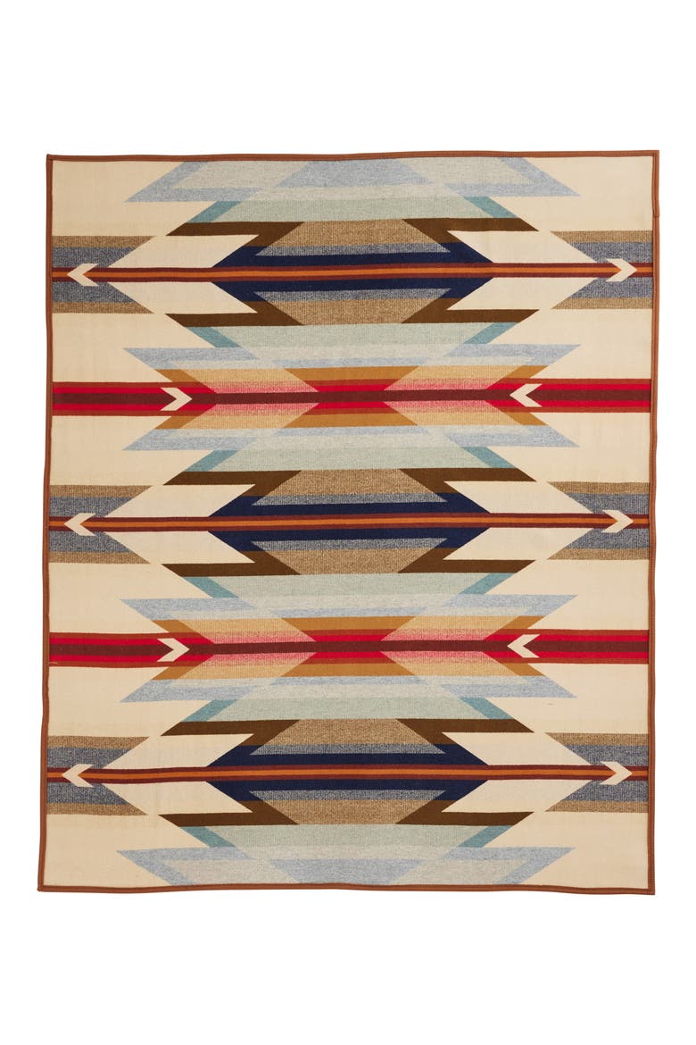 Jacquard Unnapped Wool Blend Blanket, Main, color, WYETH TRAIL