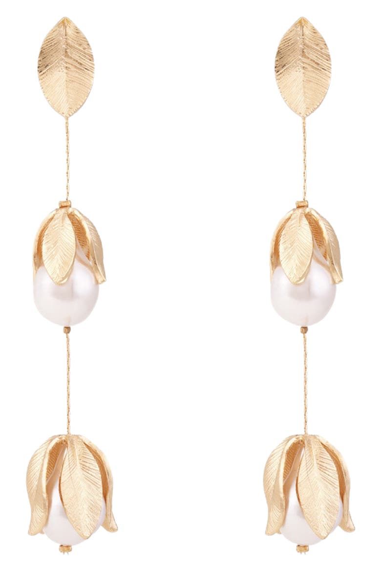 Falcao Linear Drop Earrings, Main, color, GOLD