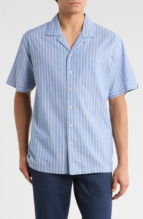 Sport Fit Stripe Cotton Camp Shirt