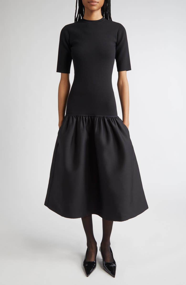 TOTEME Twinflower Flounce Sweater Dress, Main, color, Black