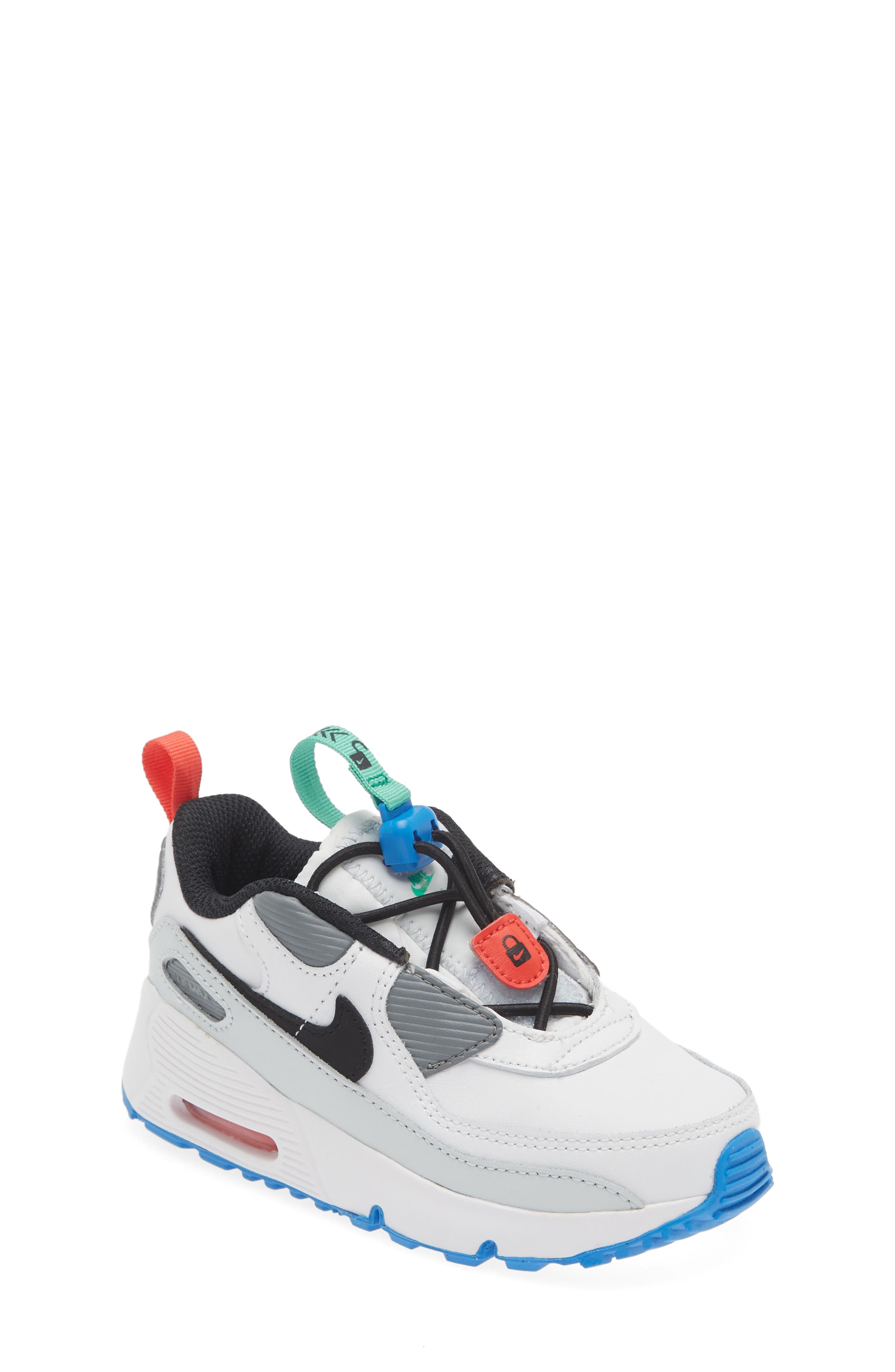 Kids' Air Max 90 Toggle Sneaker, Main, color, WHITE/ BLACK/ PLATINUM/ GREEN