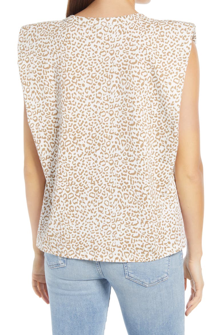 Leopard Print Padded Shoulder Tank Top, Alternate, color, WHITE/ BEIGE