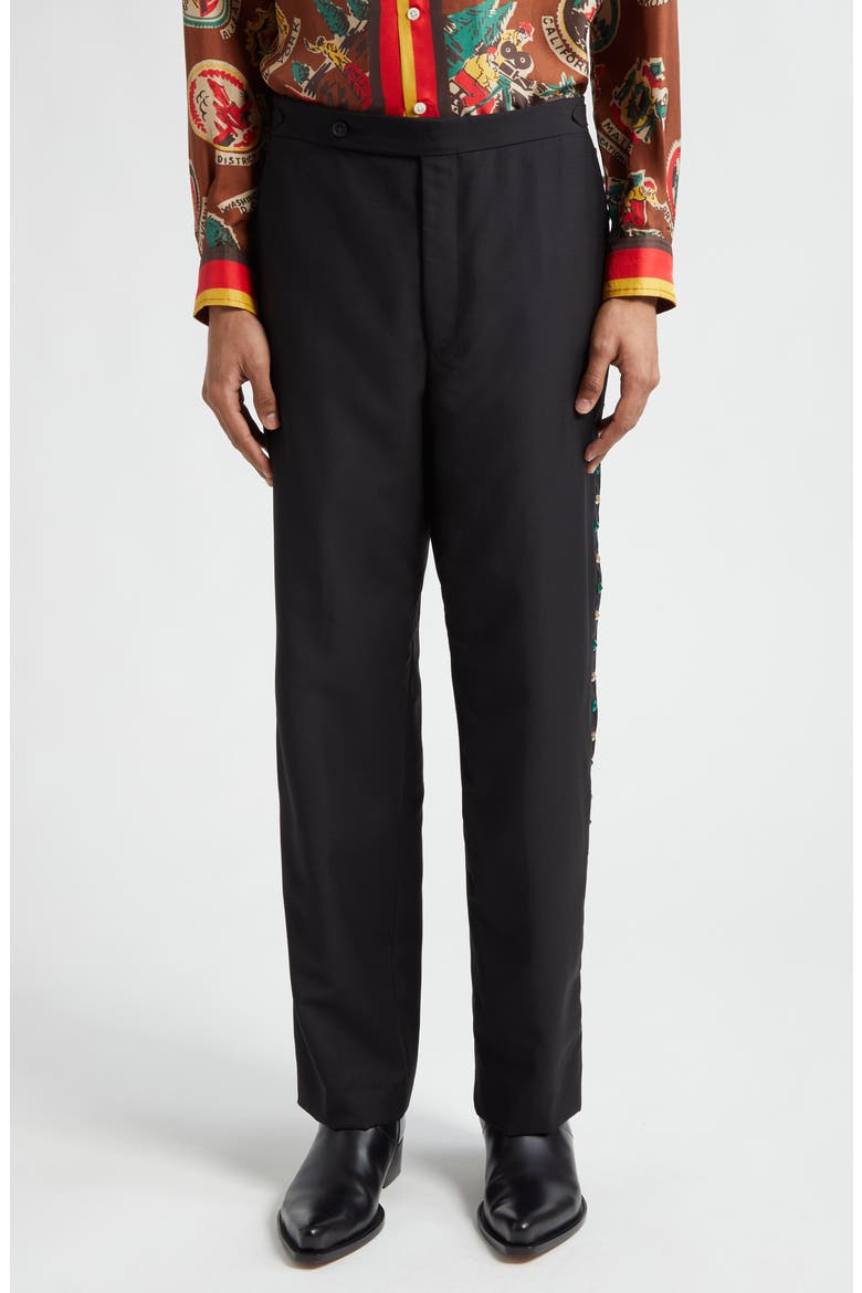 Crystal Wool & Mohair Tuxedo Trousers, Main, color, BLACK