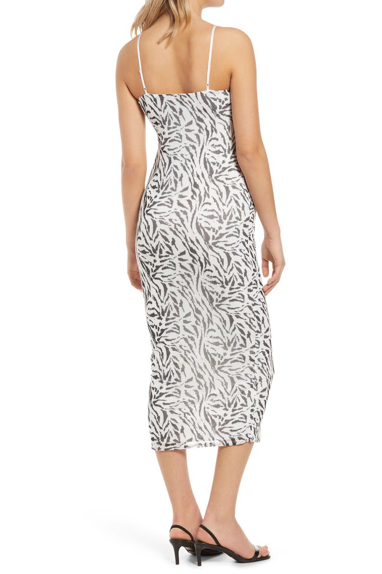 Amina Sleeveless Midi Dress, Alternate, color, BLANC ZEBRA