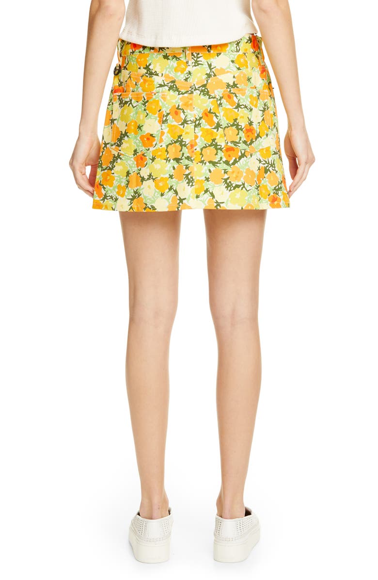 Simon Miller Floral Print Denim Miniskirt, Alternate, color,