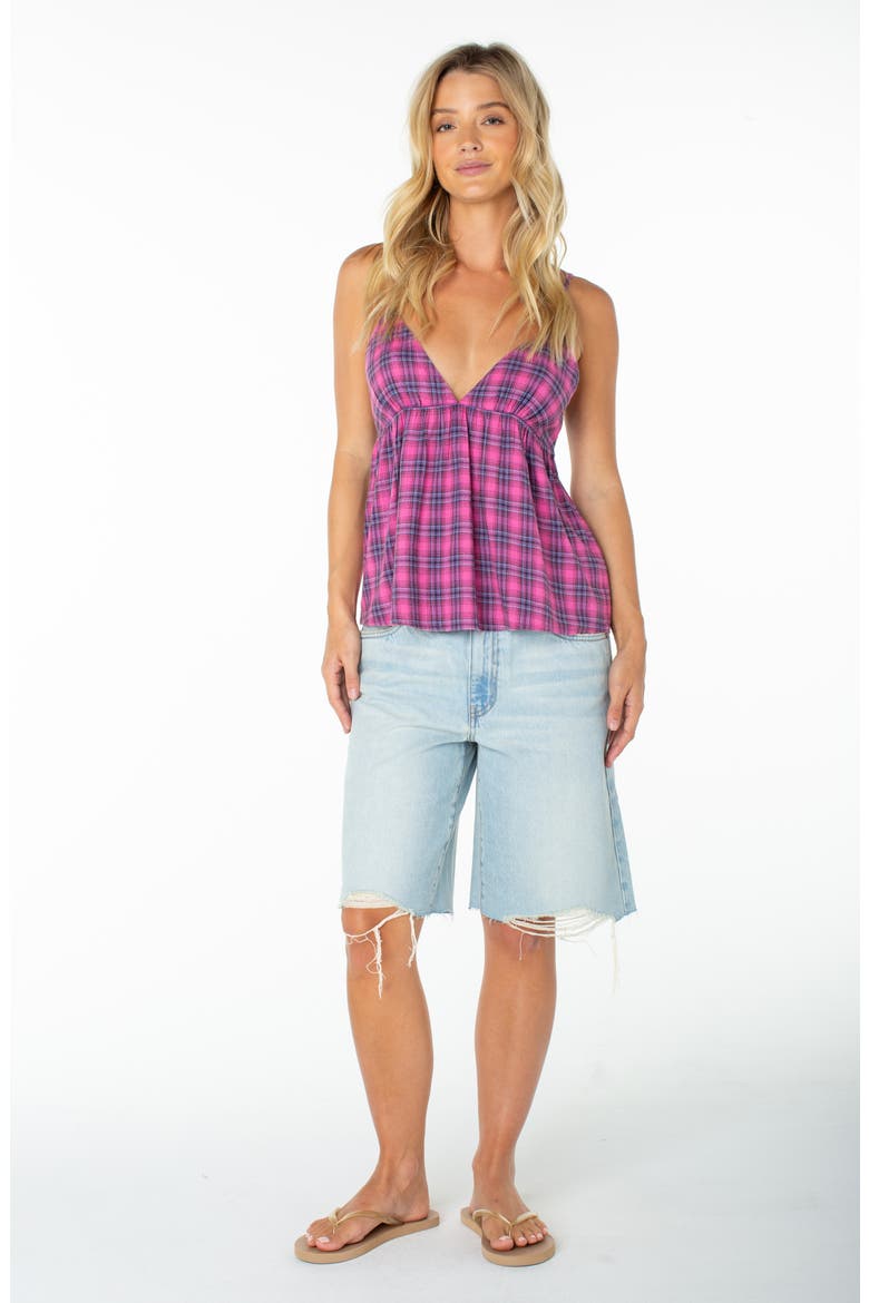 Hot Stuff Plaid Babydoll Camisole, Alternate, color, NAVAL ACAD