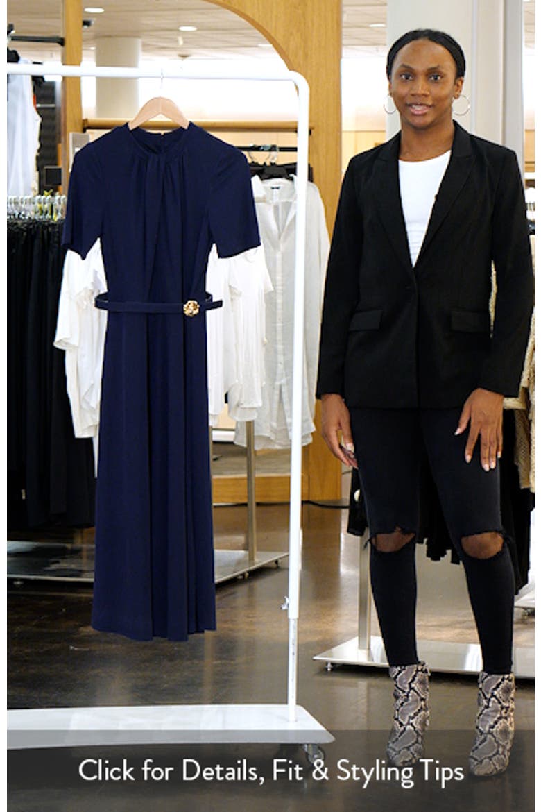 Twist Neck Belted Midi Dress video