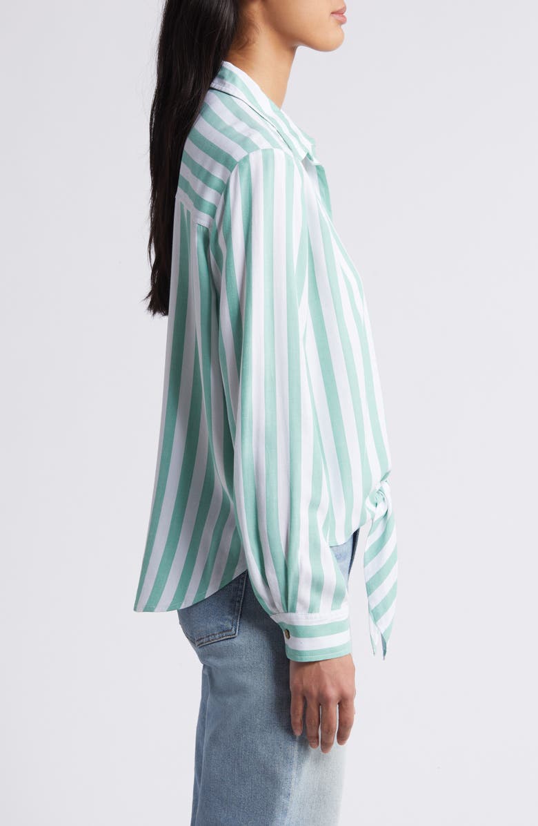 beachlunchlounge Marlo Stripe Tie Front Button-Up Shirt, Alternate, color,