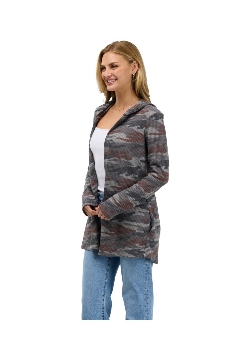 Essential Womens Hooded Open Front Cardigan Jacket, Alternate, color, Grey Multi