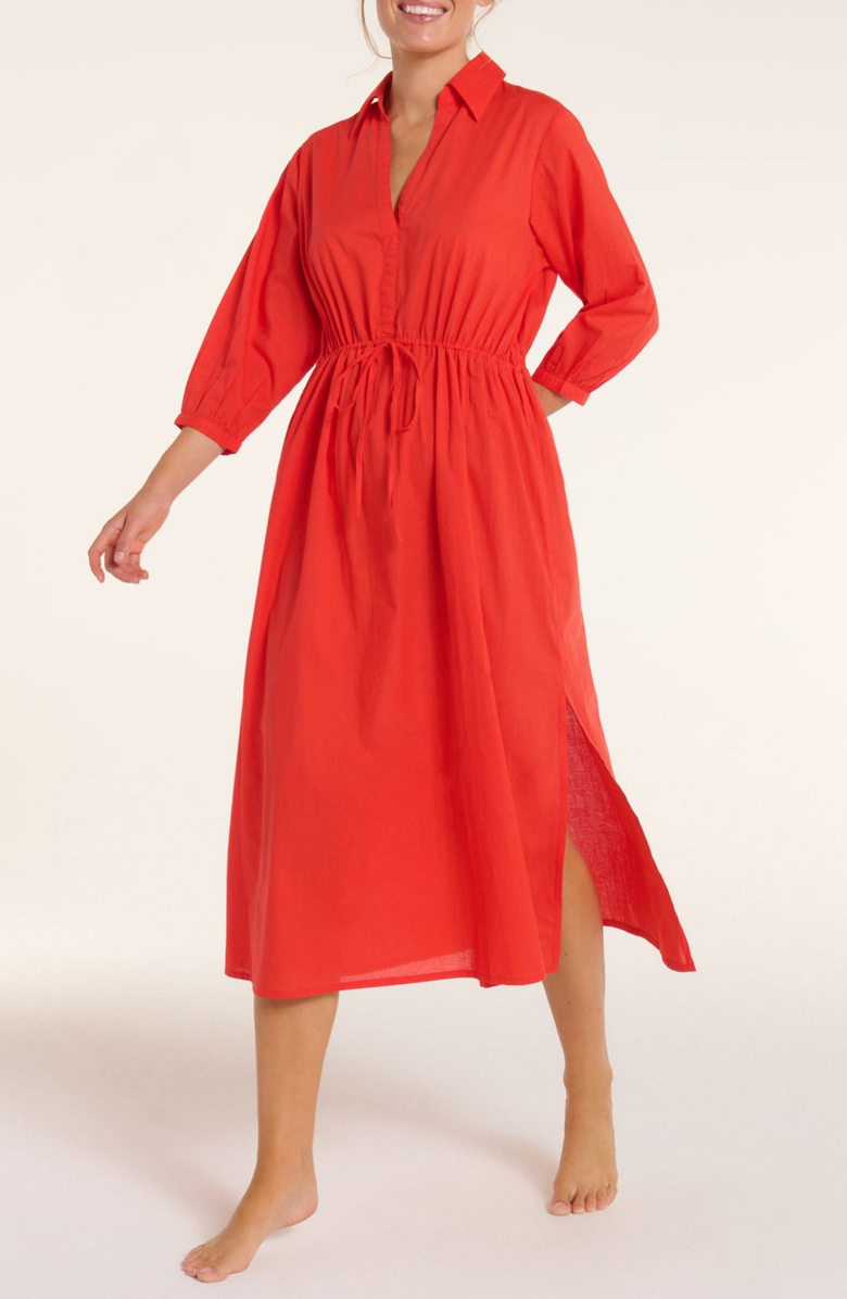 Hermoza Natalia Cinched Tie Cover Up, Main, color, Celosia Orange