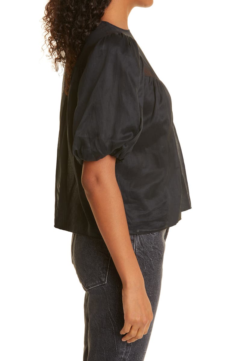 FRAME Sheer Inset Silk Organza Top, Alternate, color, 